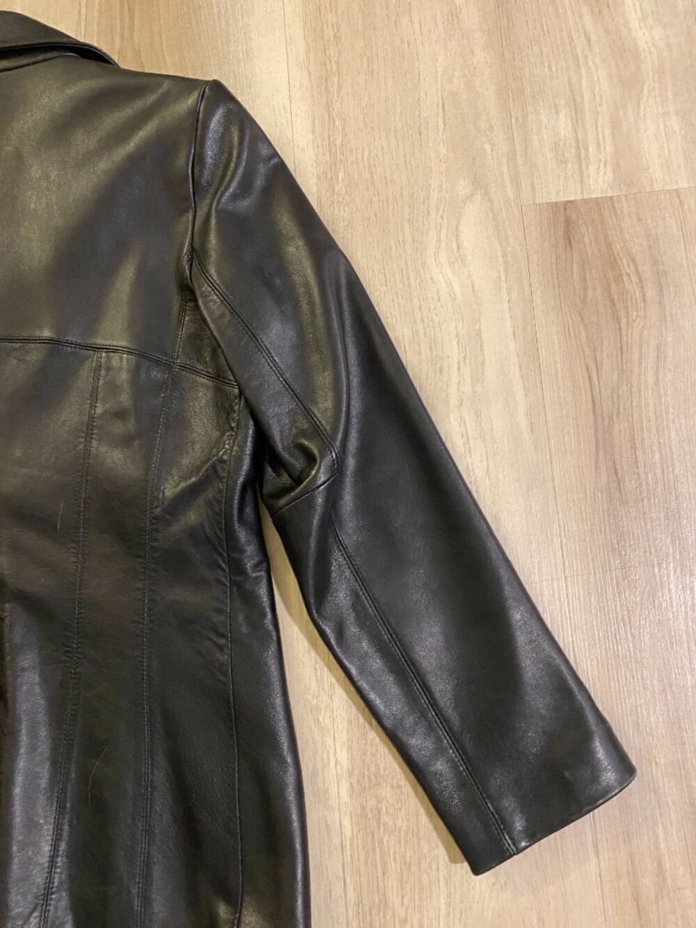 90s Vintage Siena Studio Genuine Leather Jacket Black Tailored Minimalist Coat - Picture 12 of 13